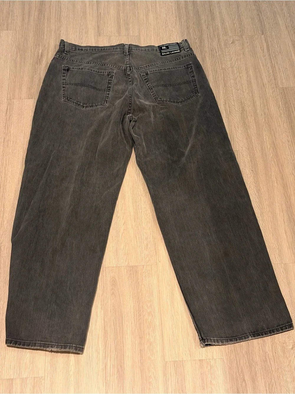 VTG Polo Jeans Men 36X32 Black Loose Fit Straight Leg Ralph Lauren Denim 90s Y2K
